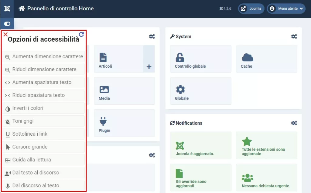 Opzioni di accessibilità